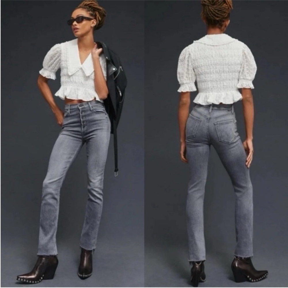 MOTHER The Pixie Dazzler Ankle Fray Jeans in Digging Up Dirt Size 32